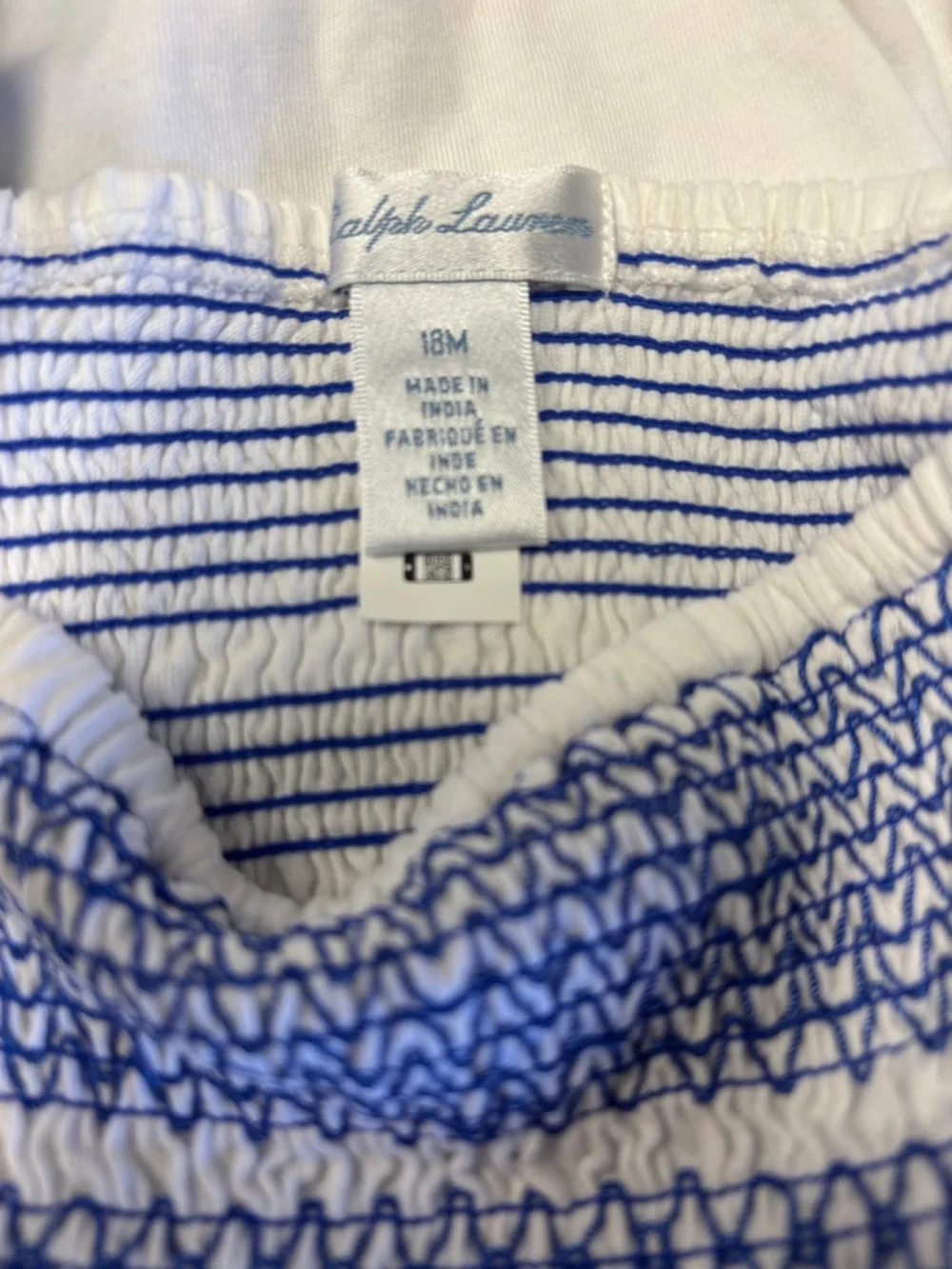 Ralph Lauren summer bubble outfit with Blue Stripe Smocking 18mo